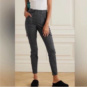 Spanx Stretch Mid Rise Twill Joggers Gray Cargo Skinny Pant